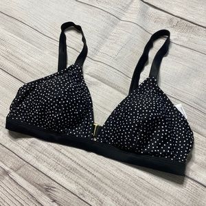 Black and white polka dot bikini top